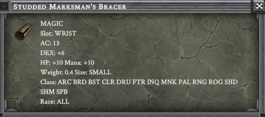 STUDDED MARKSMAN'S BRACER item card